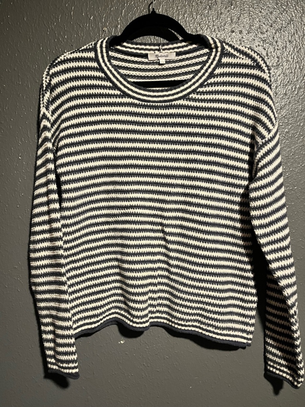 Madewell Navy and White Striped Knit Top
